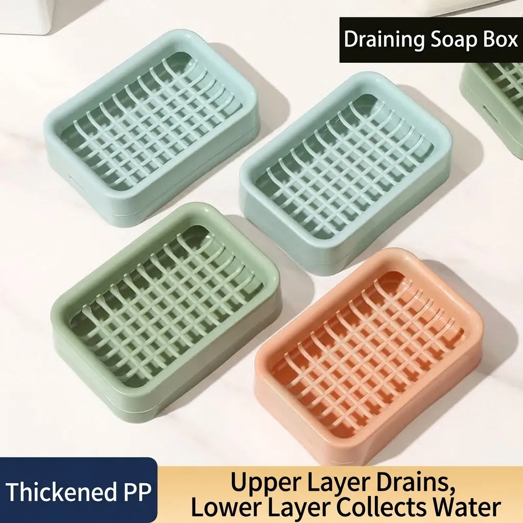 Modern Double Layer Draining Soap Box Minimalist Detachable PP Plastic Soap Holder Nordic Style Bathroom Storage Rack Countertop Soap Container