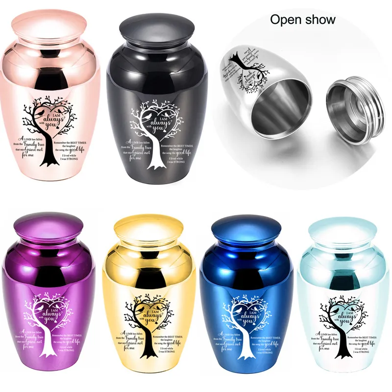 Urna de Cremación para Mascotas Árbol de la Vida Urna Conmemorativa de Aleación de Aluminio para Perros Gatos Pequeña Urna de Recuerdo