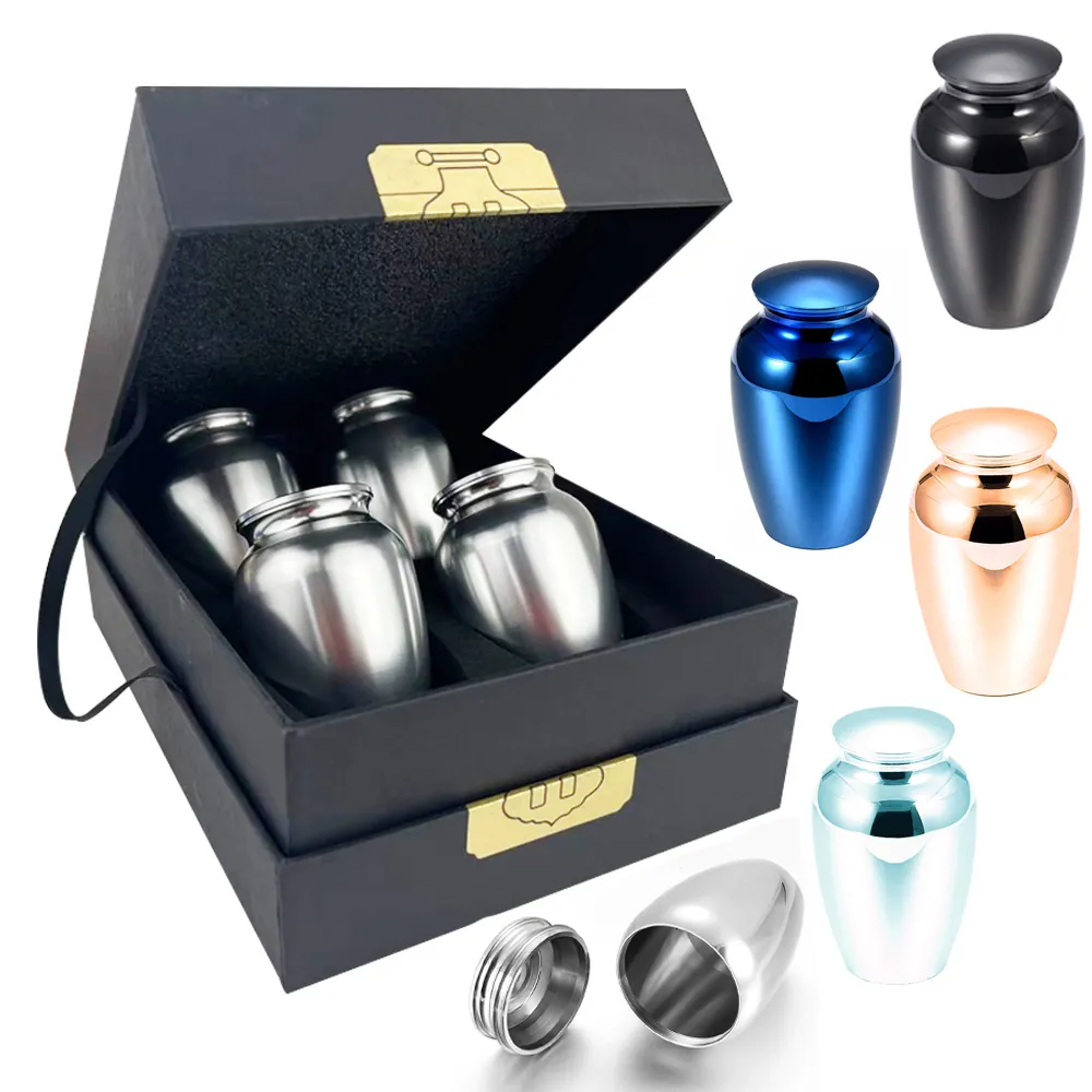 Aluminum Alloy Memorial Urn For Human Pet Ashes Small Keepsake Cremation Urn Commemorative Funeral Casket With Gift Box