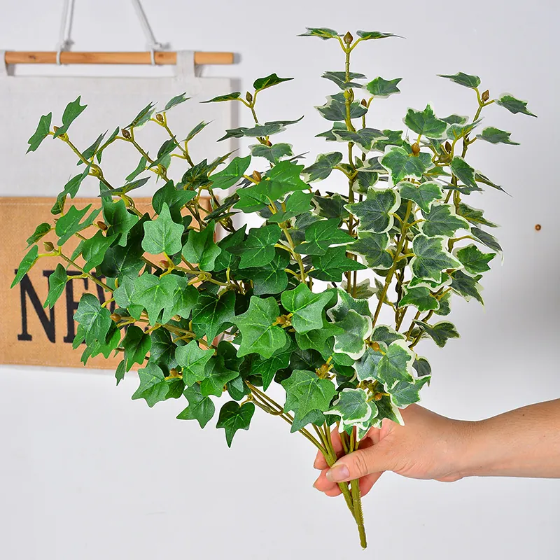 Noords Kunstmatige Begonia Zoete Aardappel Eucalyptus Bladeren 7 Vorken Zijde Plastic Groene Planten Voor Thuis Bruiloft Decoratie