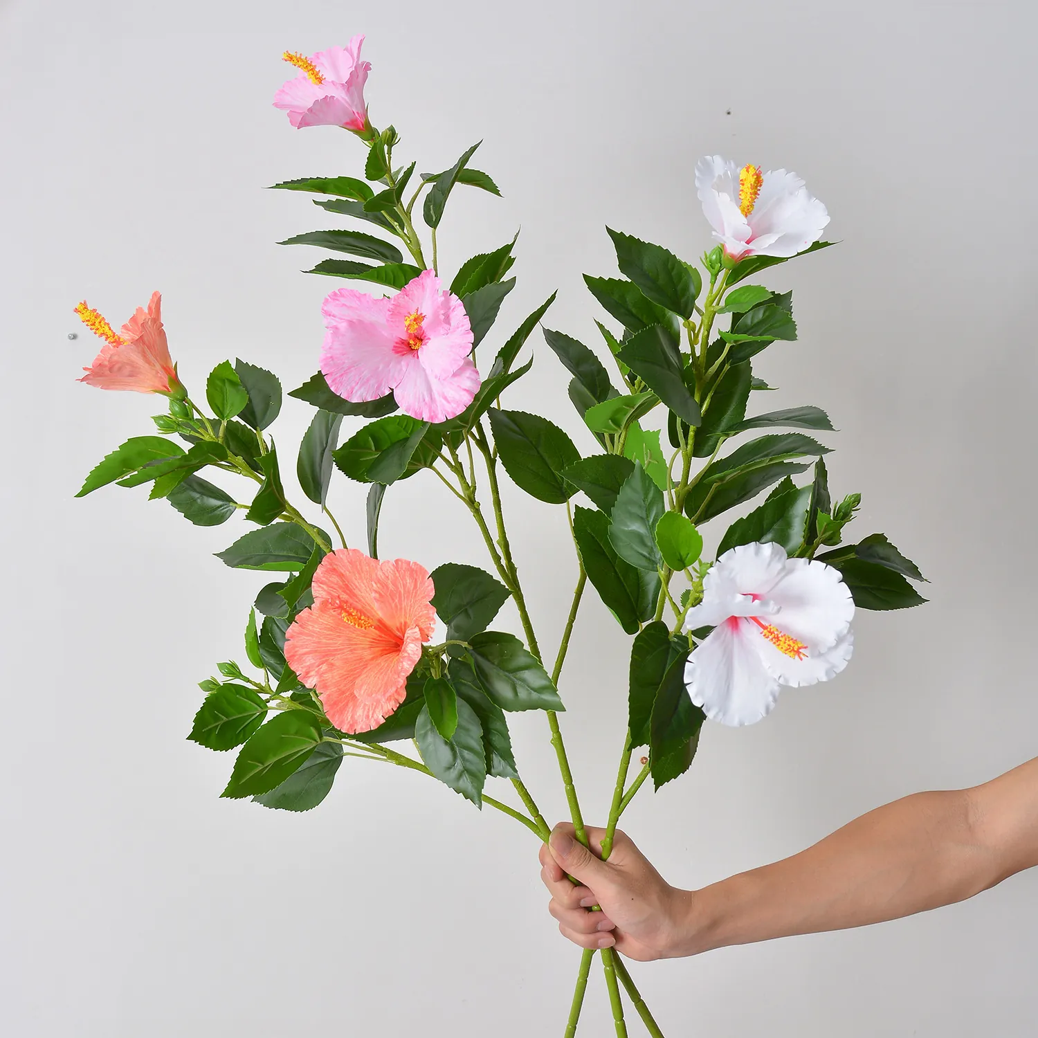 Künstliche Hibiskusblüten Seidentuch Kunststoff Künstliche Hibiskusstiele Für Hochzeitsfeier Hintergrund Heimdekoration Fotografie Requisiten Dekoration