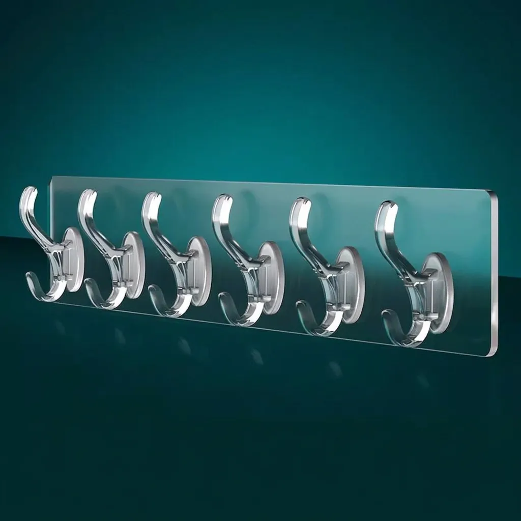 Transparente Selbstklebende Wand Hakenleiste Hoch belastbar Bohrfrei Spurlos Mehrfachhaken Für Badezimmer Küche Aufbewahrung Organisation