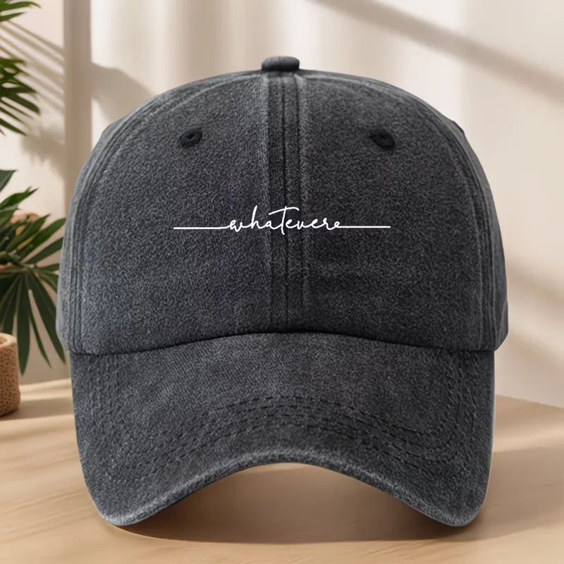 Cappellino da Baseball Lavato Retro per Uomo Donna con Stampa Lettere Whatever Cappello Dad Distressed Regolabile Parasole Sportivo Esterno