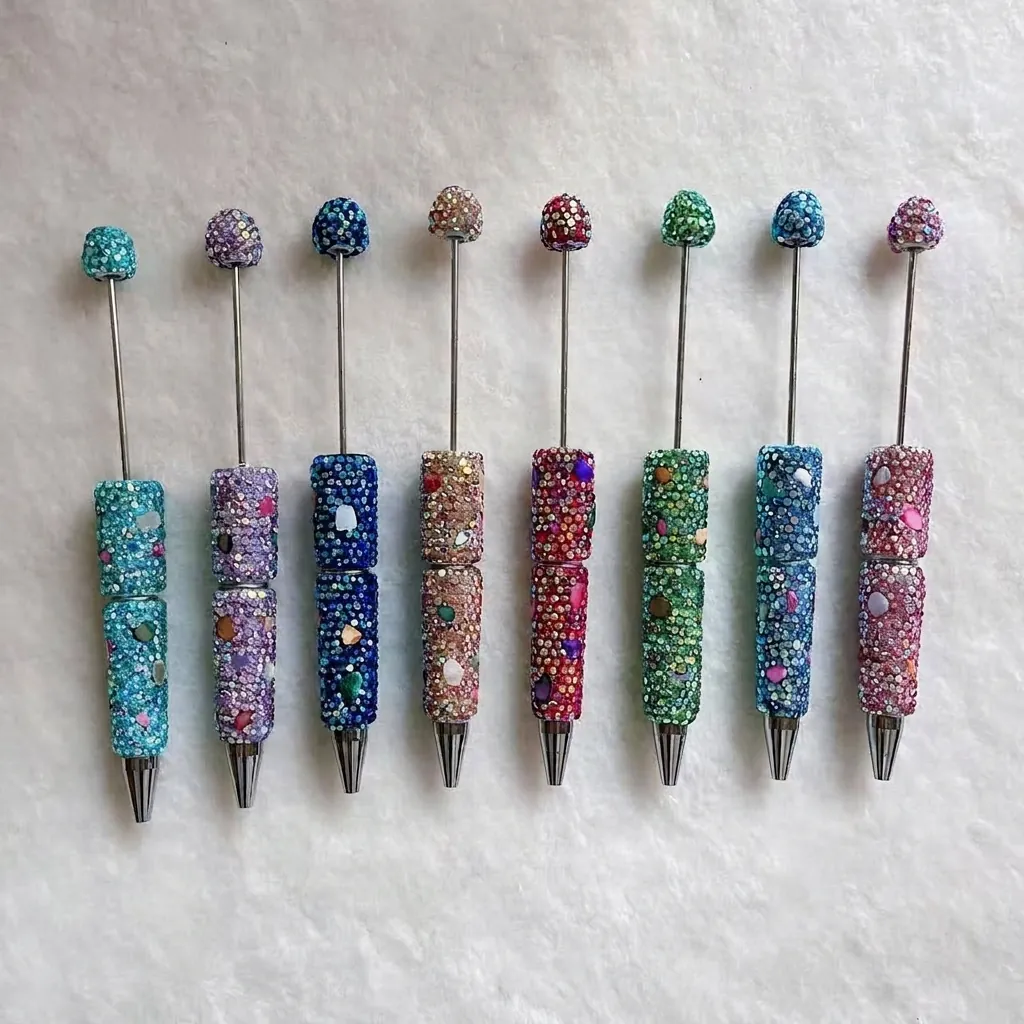 Handmade Full Rhinestone Creative Ballpoint Pen Luxurious Colorful Stone Beaded Twist Writing Pen For Office School Gift Stationery