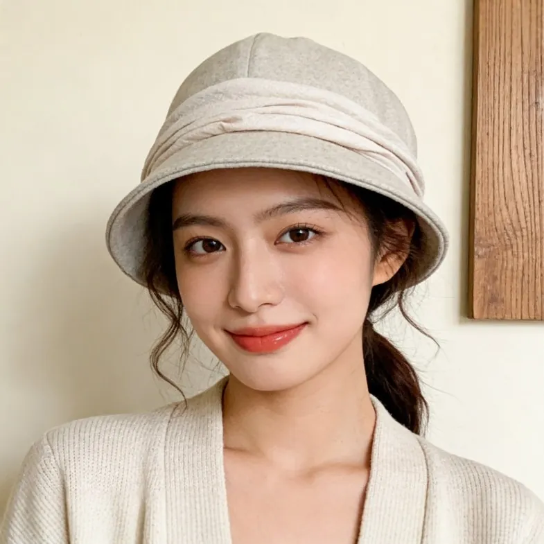 French Vintage Hepburn Style Pleated Fisherman Hat For Women Winter Warm Woven Bucket Hat Elegant Solid Color Basin Hat
