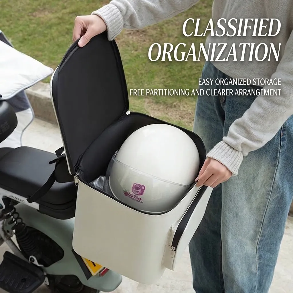 Universal Motorcycle Scooter Rear Tail Storage Bag Large Capacity Waterproof Polyester Helmet Raincoat Hanging Bag For Bike