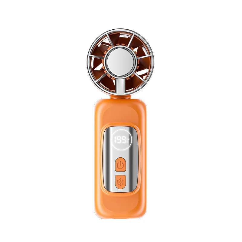 Portable Handheld Fan With Semiconductor Ice Cooling LED Digital Display Clip-On Turbo Mini Fan USB Rechargeable Fan For Outdoor Travel