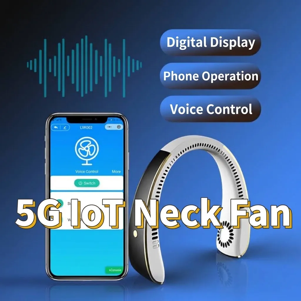 Portable Bladeless Hanging Neck Fan AI Smart Voice Control USB Rechargeable Hands-Free Wearable Cooling Fan For Outdoor Sports Travel