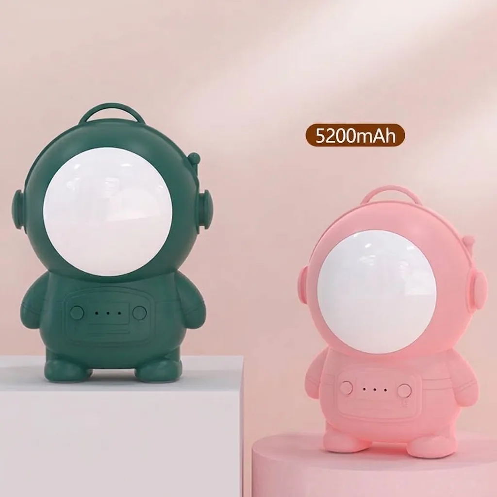 Space Man Cartoon Hand Warmer Power Bank USB Rechargeable Astronaut Mini Pocket Heater Night Light Portable Warming Tool