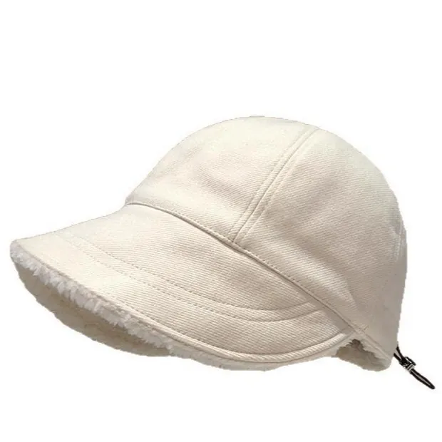 Women's Fashion Lamb Wool Lined Brimmed Bucket Hat Thickened Warm Short Brim Baseball Cap Autumn Winter Outdoor Casual Hat
