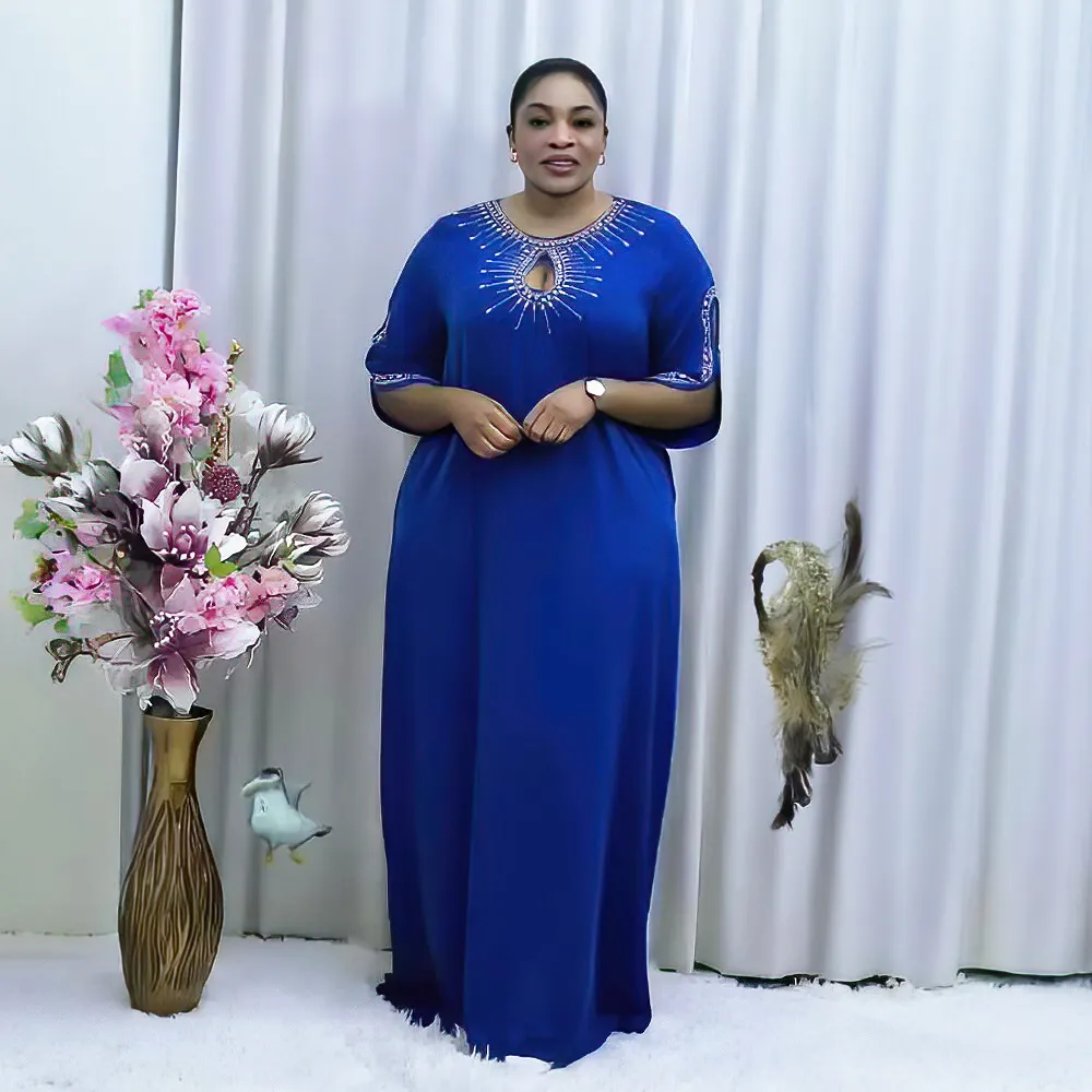 Vestido Largo Africano Para Mujer Tallas Grandes Kaftan Abaya Con Diamantes De Imitación Elegante Vestido De Fiesta