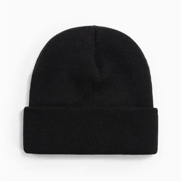Bonnet en Tricot de Polyester Couleur Unie Unisexe pour Hommes Femmes Automne Hiver Chaud Thermique Bord Replié Bonnet Décontracté Quotidien