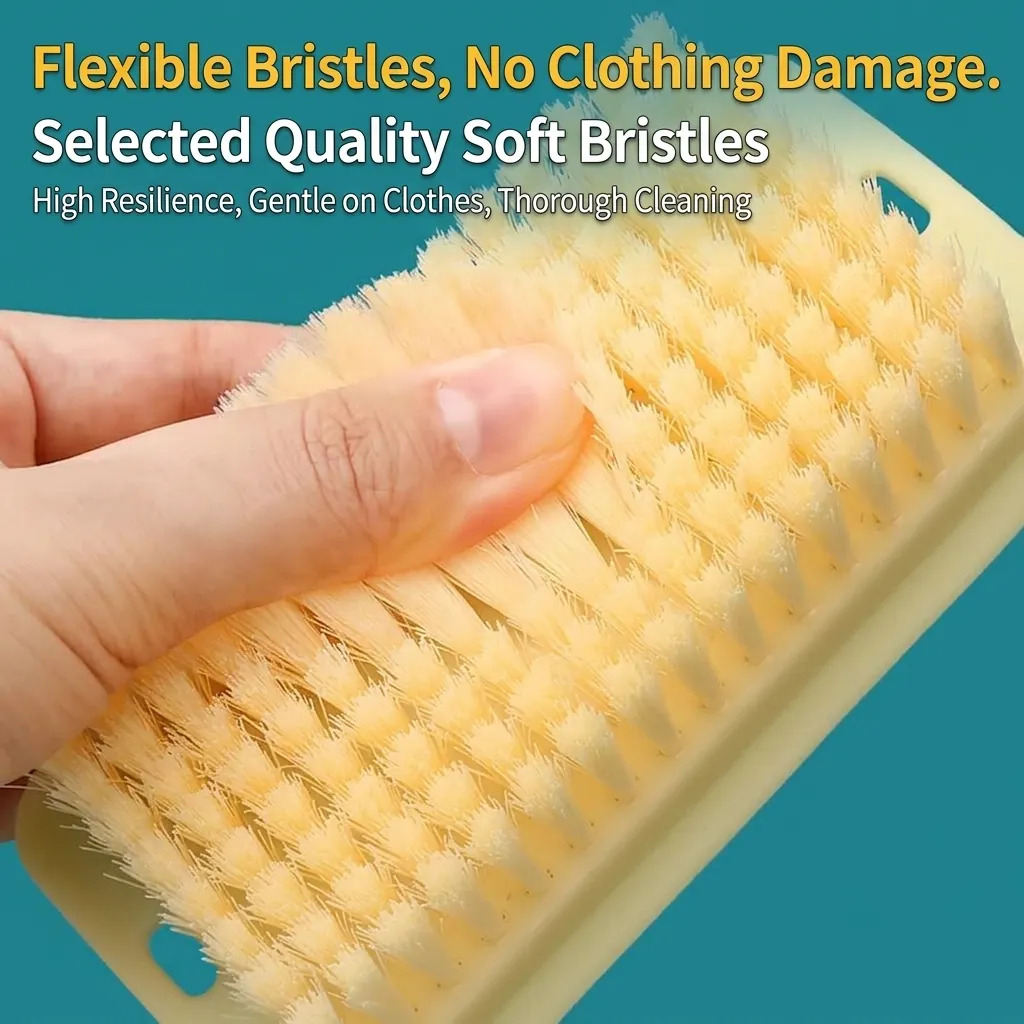 Multifunctional Household Laundry Brush Soft Bristles PP BPT Material Champagne Color Shoes Clothes Cleaning Brush With Hanging Hole