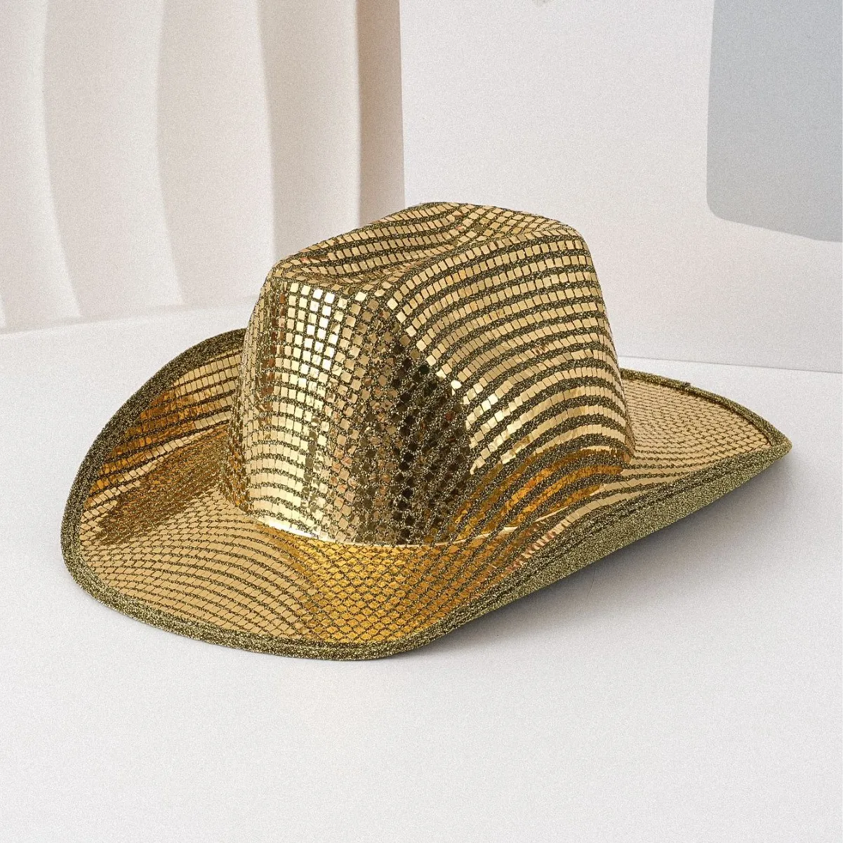 Glitzer Pailletten Western Cowboy Hut Breite Krempe Disco Ball Stil Bühne Performance Jazz Punk Party Kostüm Hut Für Damen Herren