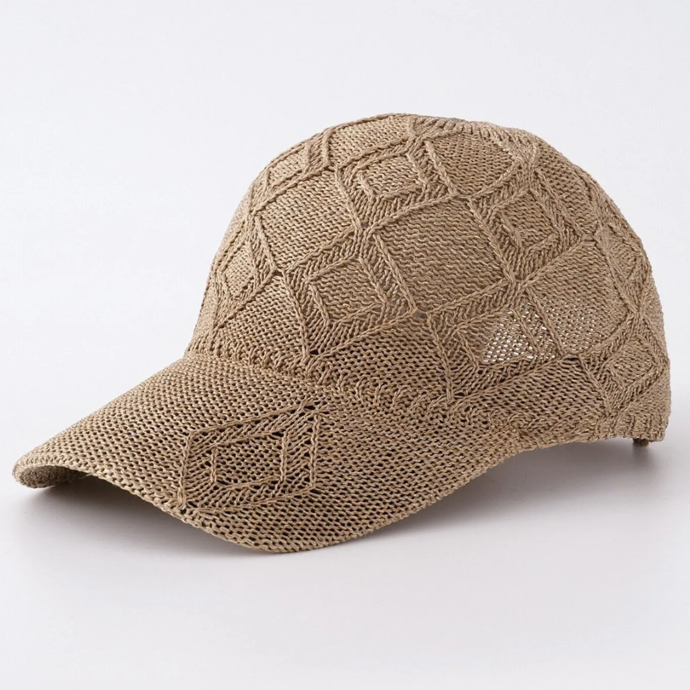 Berretto Da Baseball In Poliestere Intrecciato Traspirante Motivo Geometrico A Quadretti Minimalista Protezione Solare Estiva Regolabile Unisex