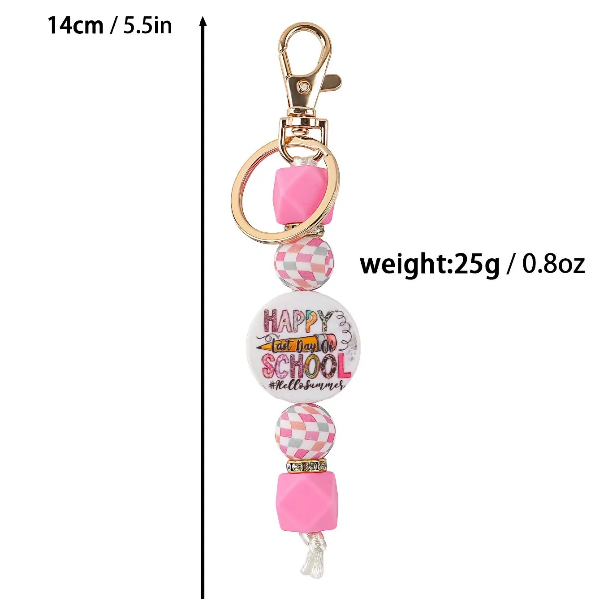Silikon Perlen Schlüsselanhänger Lehrer Geschenk Regenbogen Bleistift Schule Thema Tasche Charme Cartoon Brief Schlüsselring Schmuck Für Abschlusslehrertag