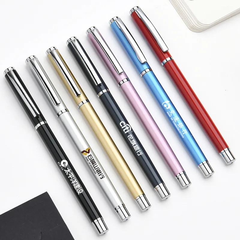 Luxury Business Metal Gel Pen 0.5mm Black Ink Smooth Writing Sign Pen Minimalist Office Stationery Refillable Metallic Pen For Professionals