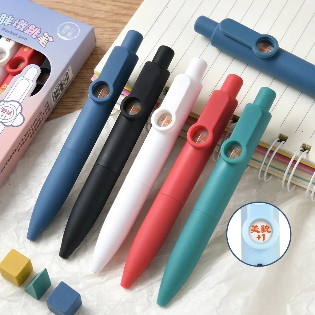 Mini Portable Retractable Gel Pen Click Pocket Pen Bullet Nib Black Ink Cute Stationery For School Office Writing Gift
