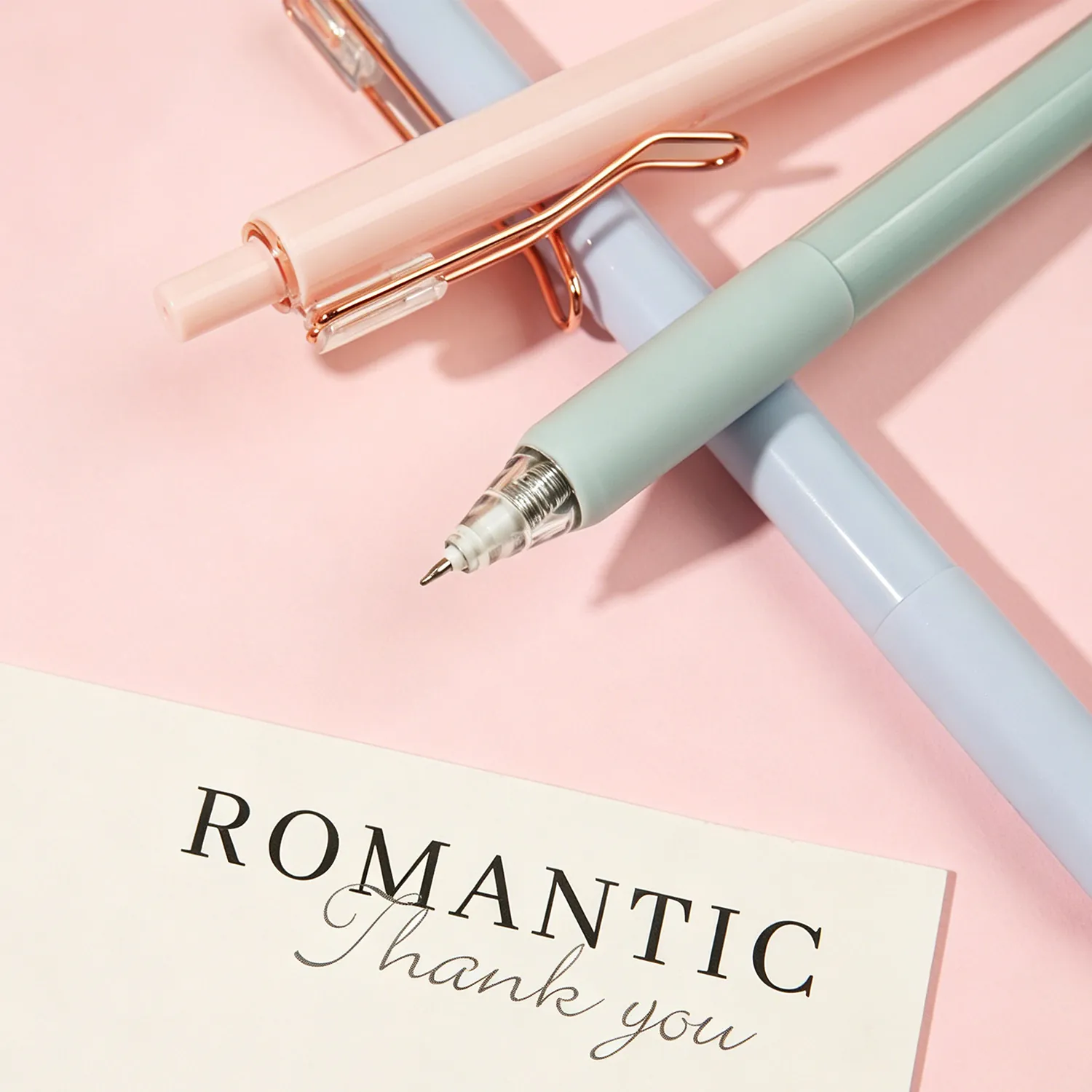 Druckkugelschreiber Gelstift Süßigkeitenfarben Roségold Metallclip Schwarze Tinte Softgrip Büro Schule Schreibwaren Schreibstift