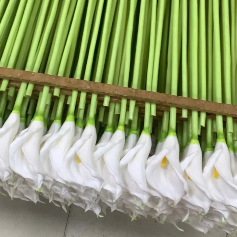 Realistic Large PU Calla Lily Artificial Flower For Wedding Hotel Home Decoration Real Touch Elegant White Faux Floral Stem