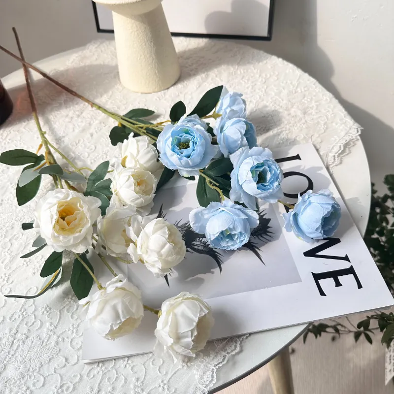 Künstlicher Pfingstrosen Seidenblumenstrauß Exquisite Mehrkopf Faux Pfingstrosen Stiele Für Hochzeit Zuhause Hotel Tischdeko Blumenarrangement
