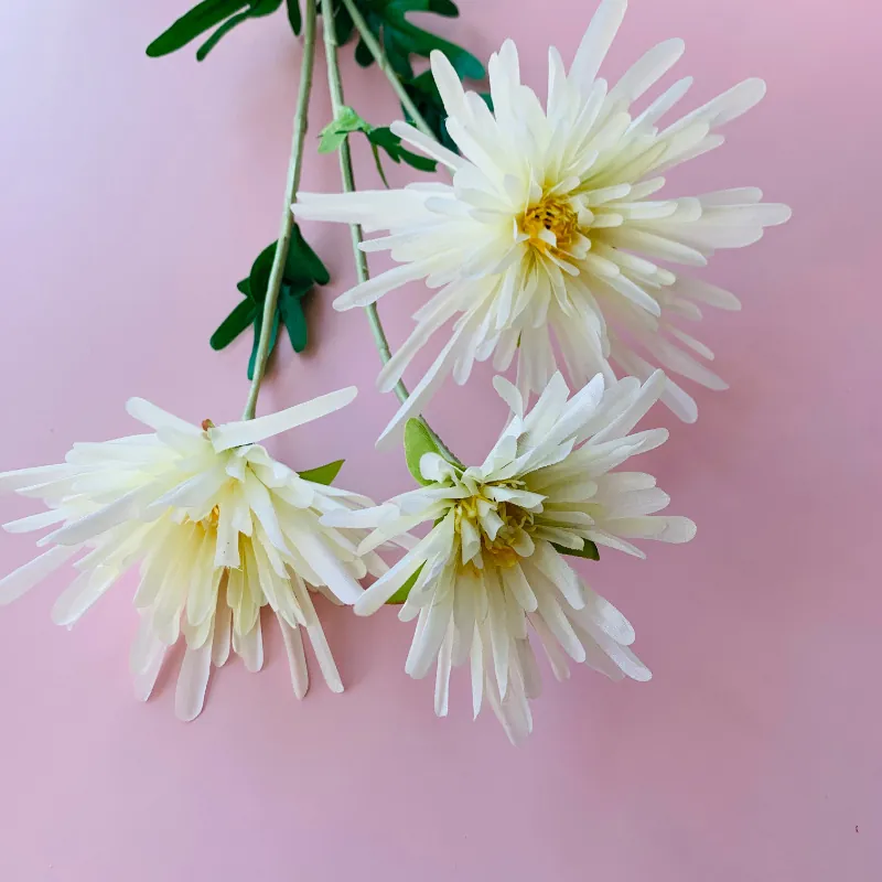 Künstliche Krabbenschere Chrysantheme Simulation Blume 3-Kopf Stiel Für Hochzeit Haus Party Dekoration Blumendekor