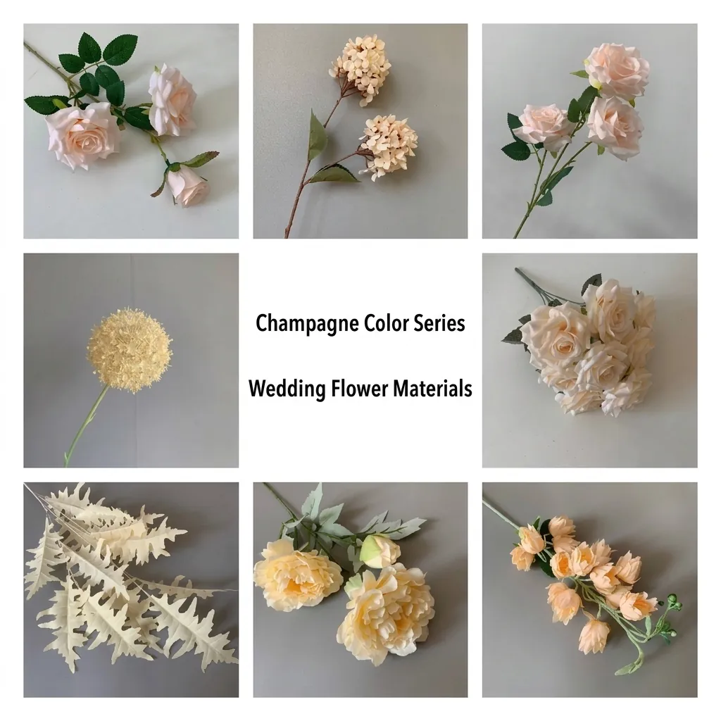 Champagner Künstliche Blumen Seide Rosen Pfingstrose Hortensie Für Hochzeit Hotel Bühne Dekor Falsche Floristik DIY Blumenstiel
