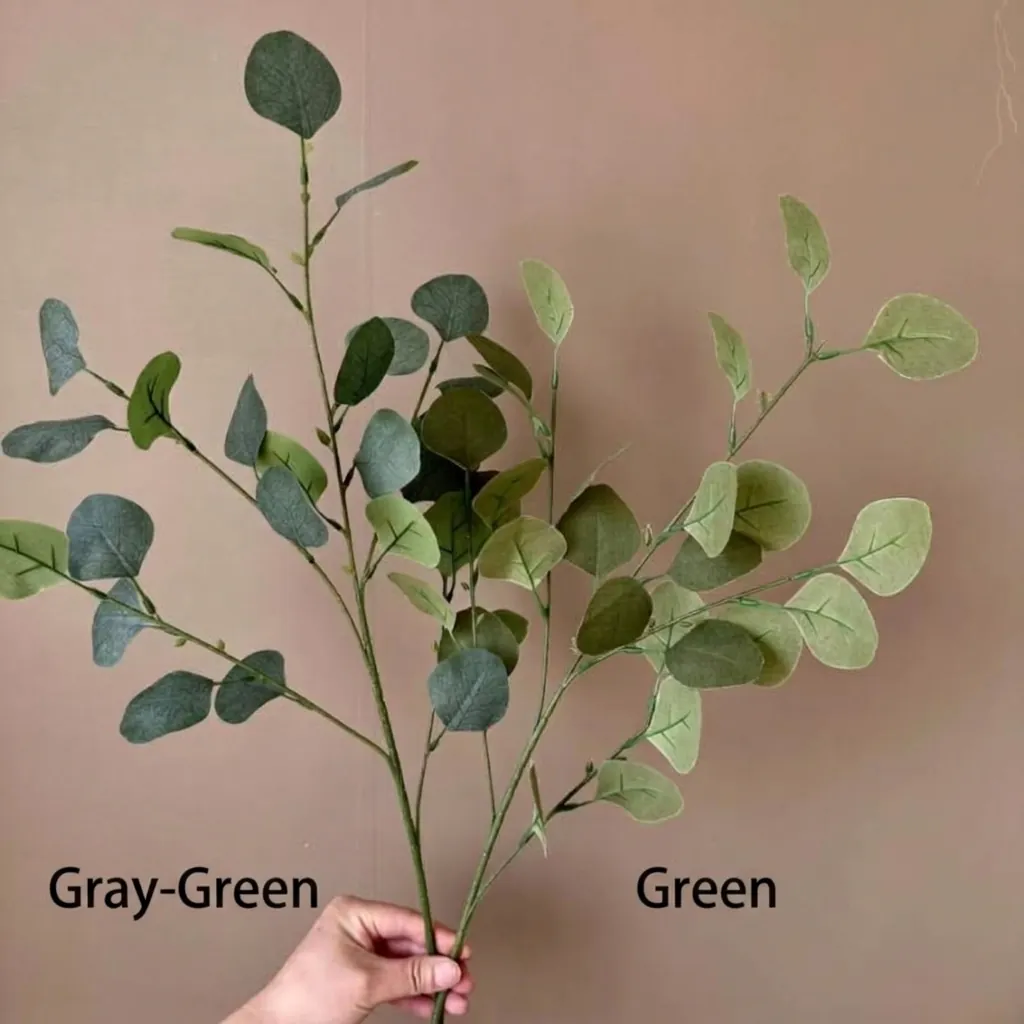 Kunstmatige Eucalyptusbladeren Tak Noorse Bosstijl Appeltakken Voor Huis Bruiloft Feest Decoratie Satijnen Stof Plastic IJzerdraad Planten