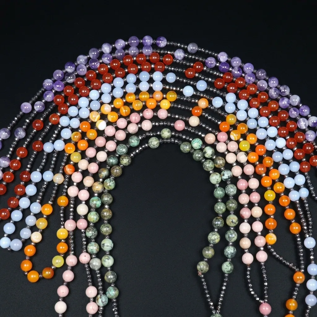 Collar de Cuentas de Oración Mala de Piedra Natural Hecho a Mano Con Colgante de Cruz de Hematita Para Hombres Mujeres Joyería Religiosa Étnica