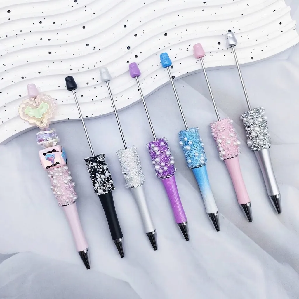Handmade Beaded Ballpoint Pen Alloy Rhinestone Artificial Pearl Sugar Texture Crystal Starry Sky Writing Pen Office Gift Women