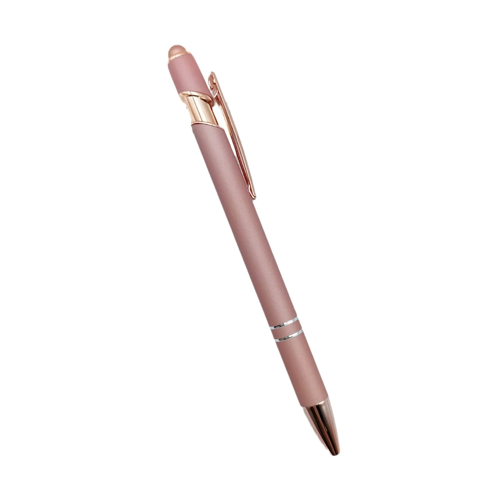 Rose Gold Matte Aluminum Ballpoint Pen With Stylus For Business Office Writing Elegant Professional Bullet Tip Stationery