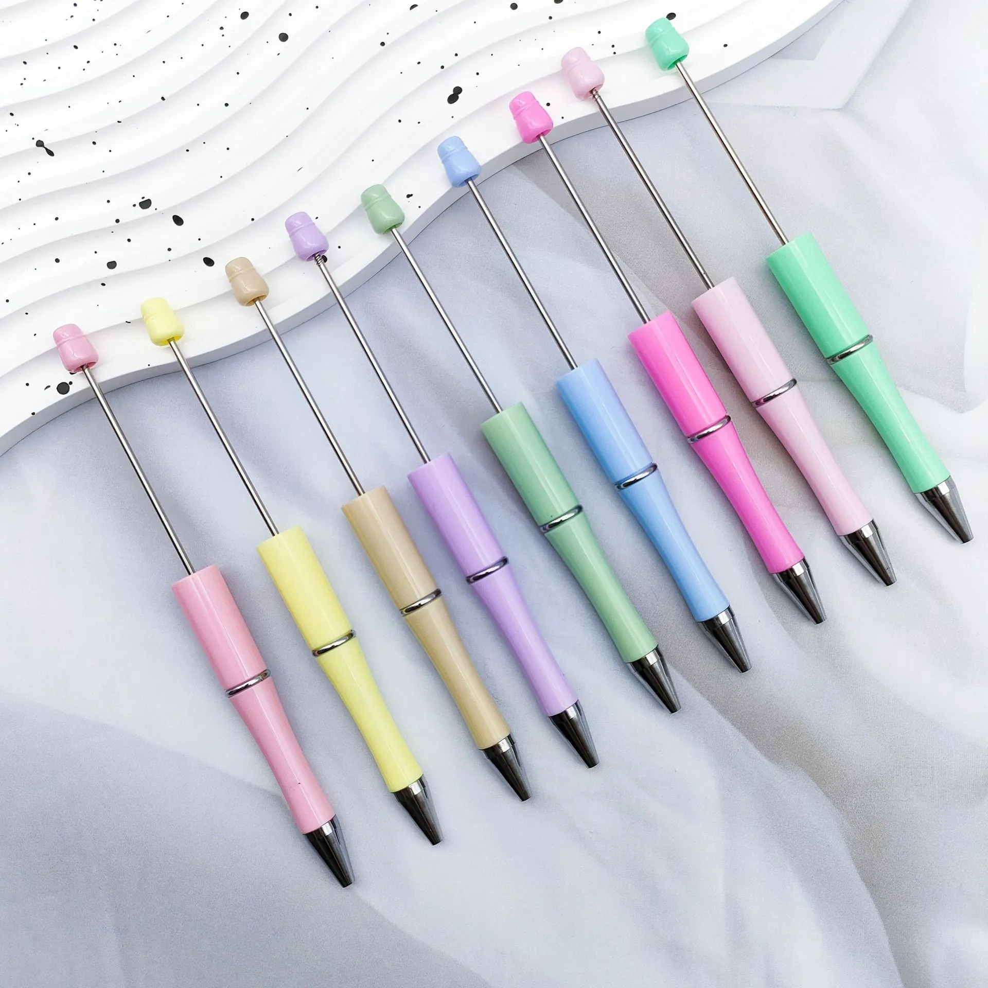 DIY Beaded Ballpoint Pen Creative Handcraft Beadable Pen Plastic Metal Smooth Writing Student Stationery Office Supplies Gift