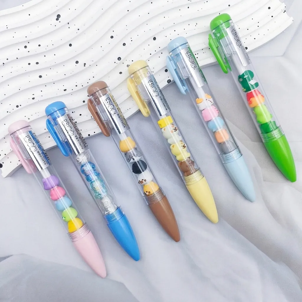 Süßer Cartoon Tier Gelschreiber Mit Druckmechanik DIY Bunte Perlen 0.5 Schwarze Tinte Schreibstift Für Schule Büro Studenten Geschenk