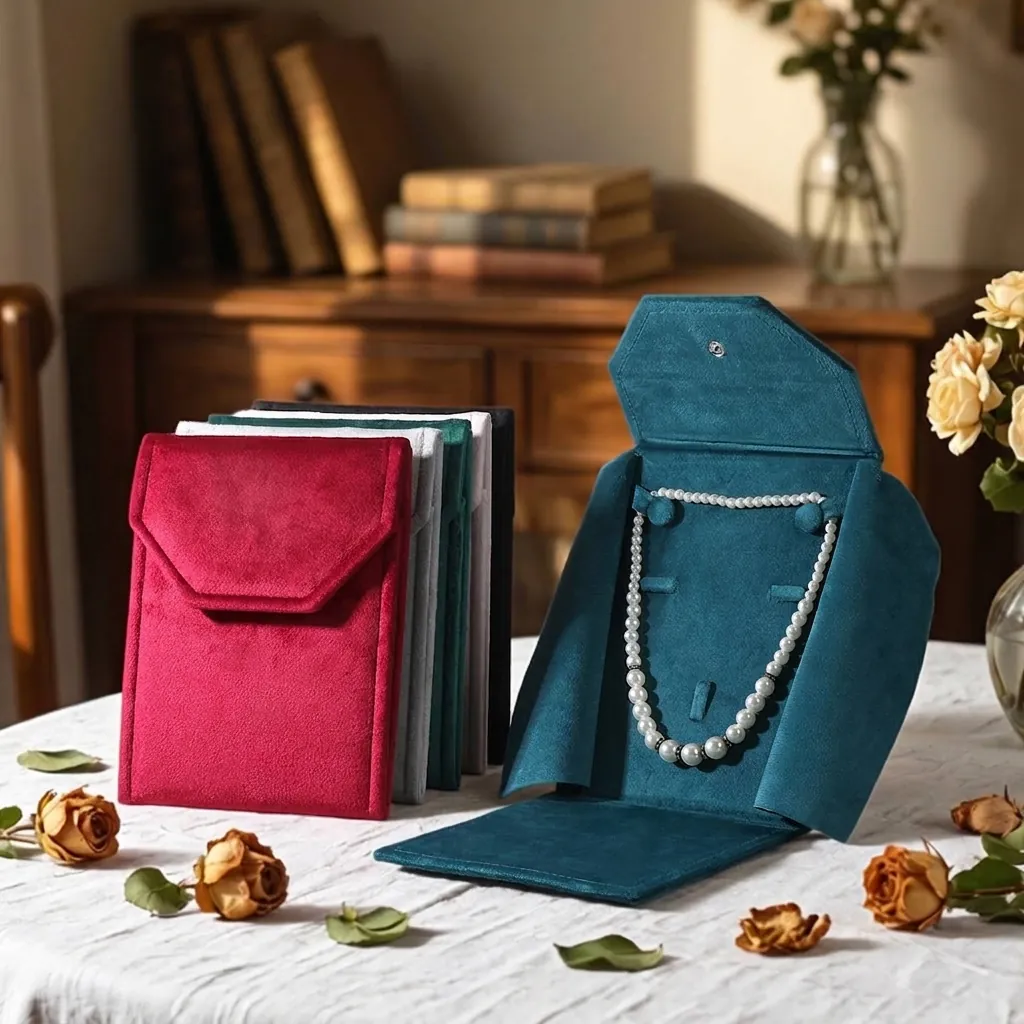 PU Leder Schmuck Organizer Tasche Faltbare Halskette Display Box Für Perlenkette Anhänger Verpackung Geschenkbox Für Muttertag Damen