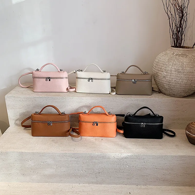 Bolso de Mano de Mujer de Cuero PU con Patrón de Litchi Bolso Retro de Hombro Bandolera con Asa Superior y Cremallera Plateada