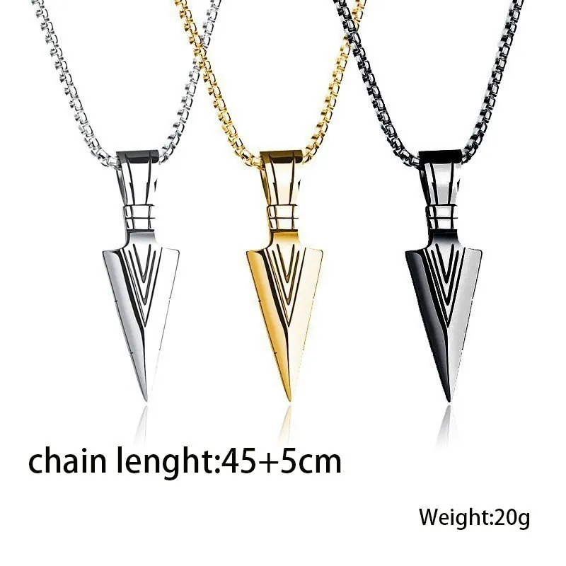 Vintage Legierung Speerspitze Anhänger Halskette Für Herren Damen Personalisierte Dreieck Pfeilspitze Punk Stil Geometrischer Schmuck