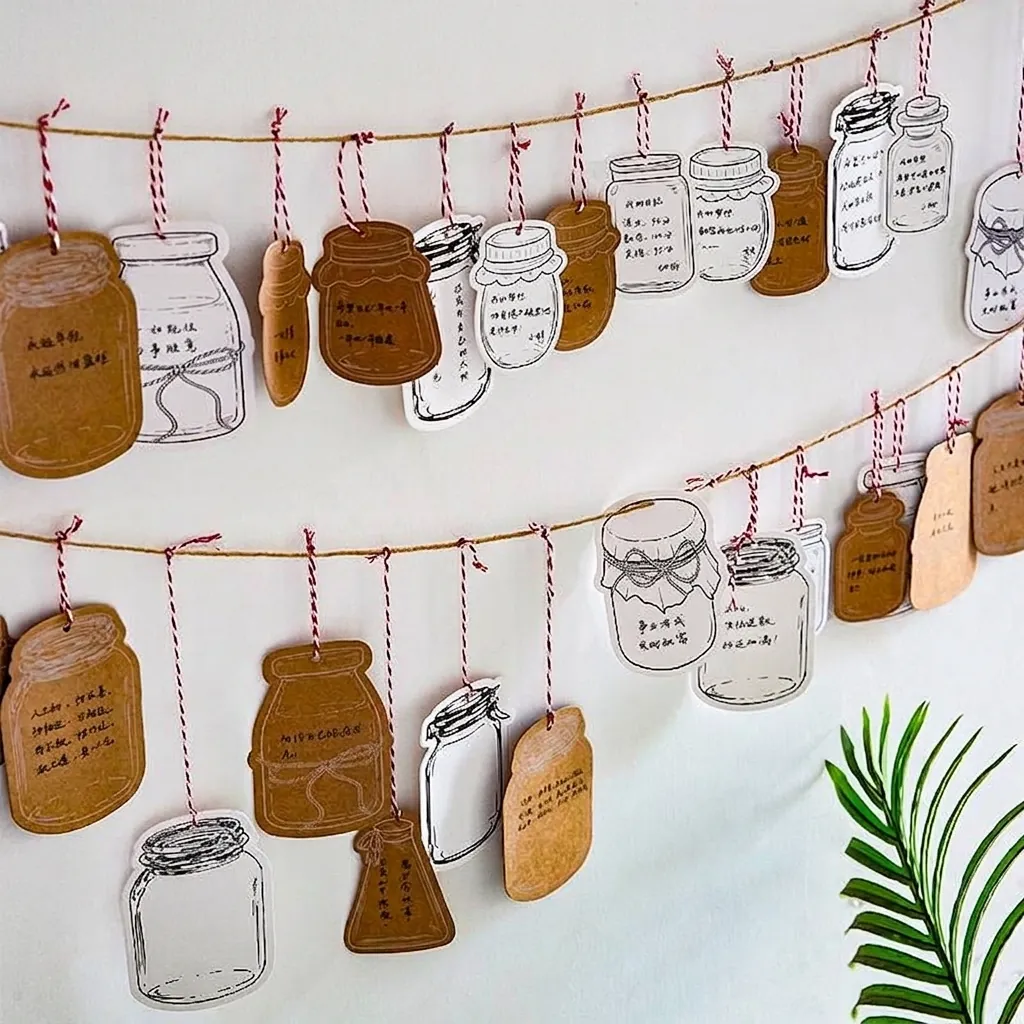Creative Bottle Shaped Wish Message Cards Kraft Paper Hanging Tag Student Gift Card With Rope For DIY Decoration Hand Written Labels