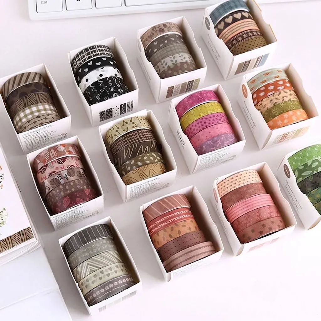 Esthetische Retro Washi Tape Set Floraale Geometrische Decoratieve Masking Tape Voor Journaling Scrapbooking DIY Ambachten Voor Studenten