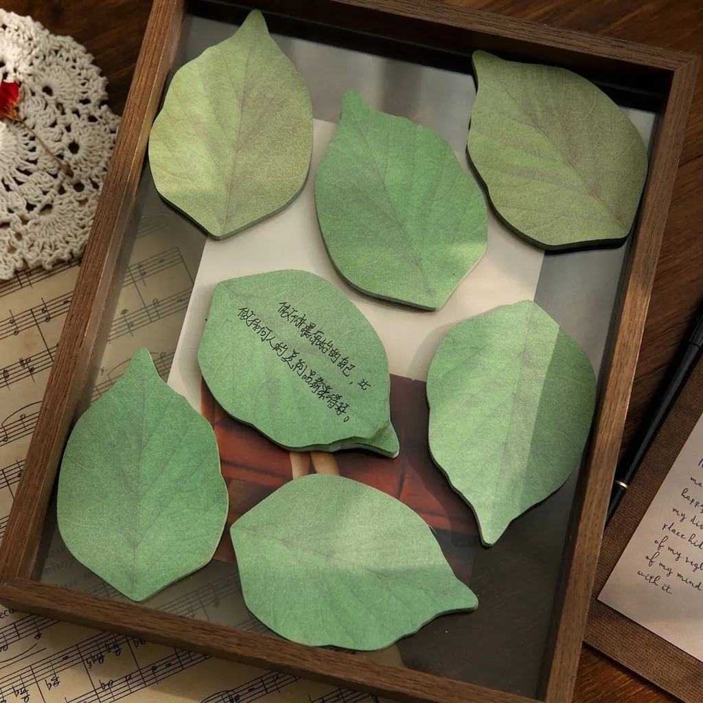 Realistische Blattförmige Haftnotizen Papier Simulation Grüne Blätter Notizblock Für Studenten Scrapbooking Tagebuch DIY Dekoration Schreibwaren
