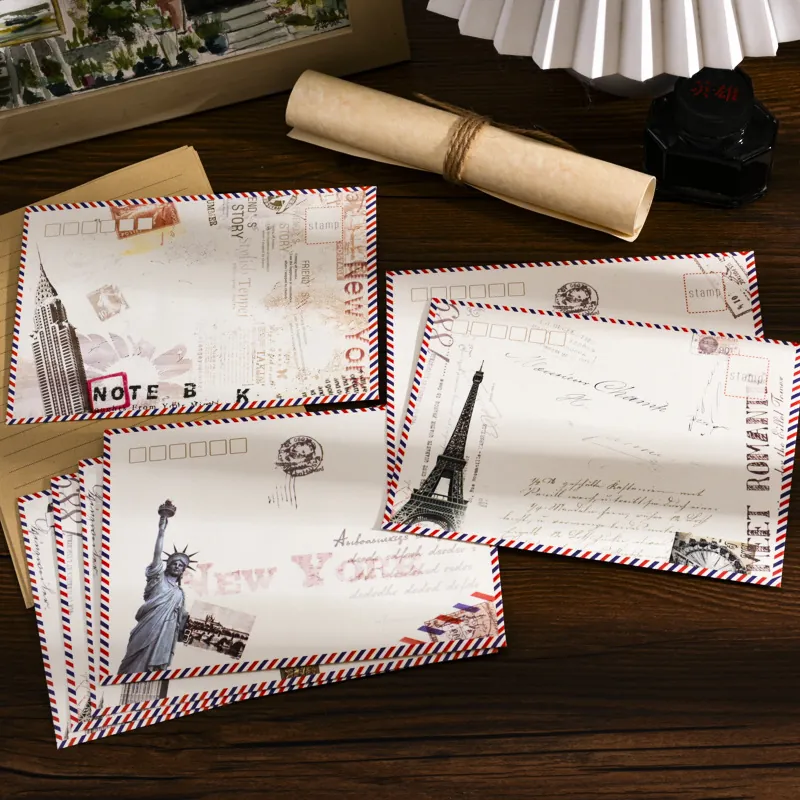 Σετ Φακέλων και Χαρτιού Αλληλογραφίας Vintage Aviation Kraft Paper Ρετρό Σετ Γραφικής Ύλης για Ευχετήριες Κάρτες Δώρο