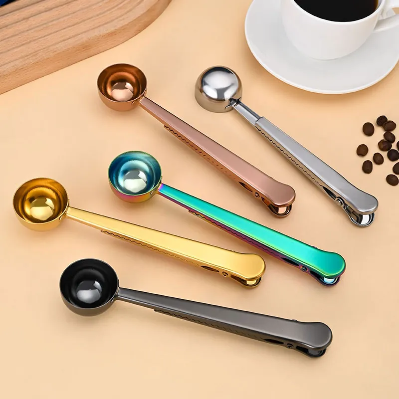 Cuchara Medidora de Café de Acero Inoxidable Con Clip de Sellado Cuchara Multifuncional para Leche en Polvo Cocina