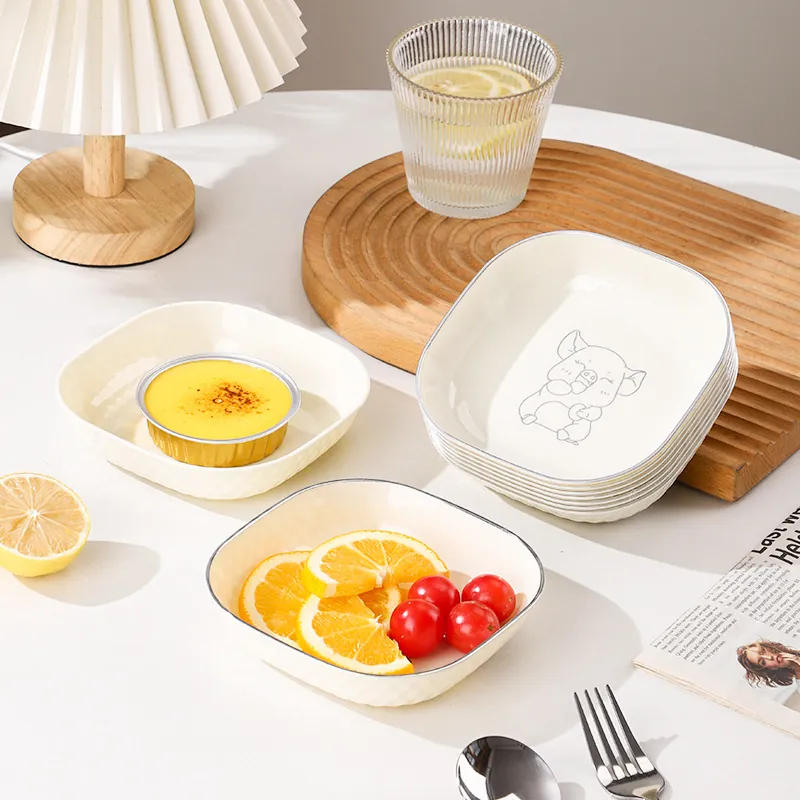Food Grade PET Bone Spitting Dish Cream Square Snack Fruit Plate Stackable Small Dipping Sauce Dish For Home Living Room