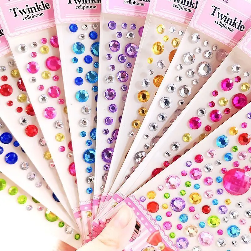 Pegatinas de Diamantes de Imitación de Cristal Acrílico de Colores para Niños DIY Autoadhesivas Forma de Corazón Estrella Flor