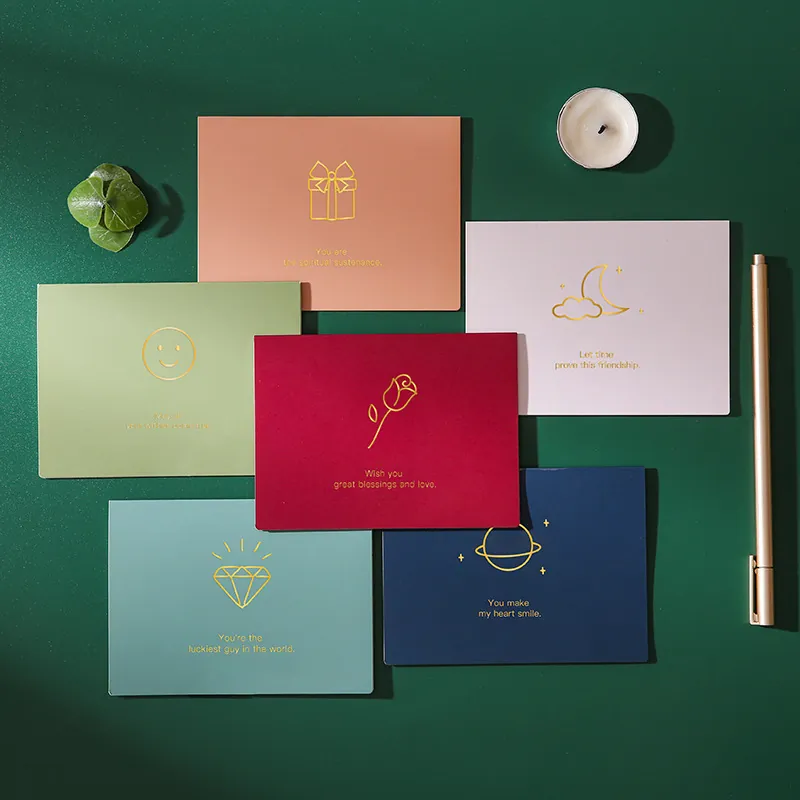 Minimalist Bronzing Greeting Cards With Envelopes High Grade Cardstock Message Cards For Birthday Wedding DIY Gift Collection