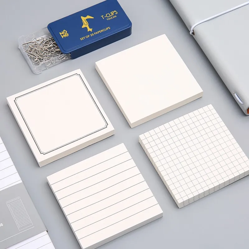 Note Adesive Quadrate Minimaliste Griglia Rigato Vuoto Con Bordo Memo Pad Per Ufficio Scuola Studenti Cartoleria Carta Kraft