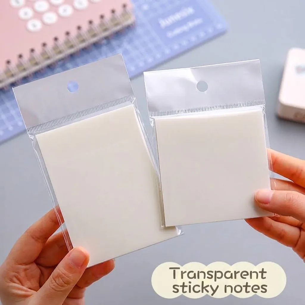 Foglietti Adesivi Trasparenti in PET Impermeabili Note Traslucide per Studenti Ufficio Scuola Stile Ins Minimalista Etichette