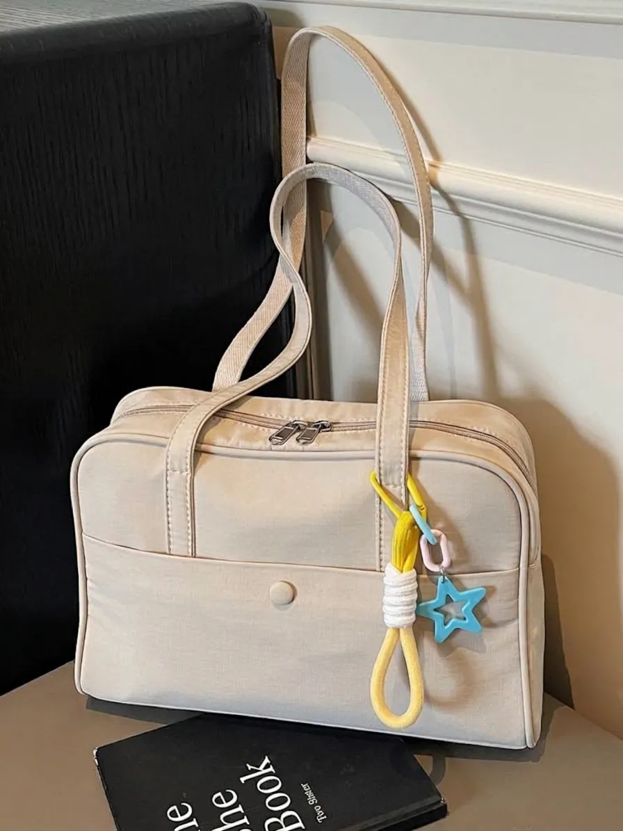 Sac Fourre-Tout en Tissu Oxford de Grande Capacité pour Femmes Sac à Bandoulière Décontracté de Haute Qualité pour Étudiants Avec Pendentif Étoile