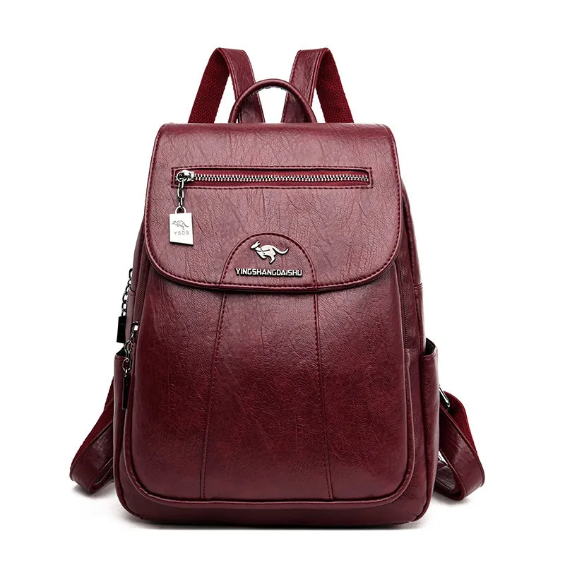 Women's Fashion Backpack Large Capacity PU Leather Travel Bag European American Vintage Student Anti-theft Backpack For School Trip