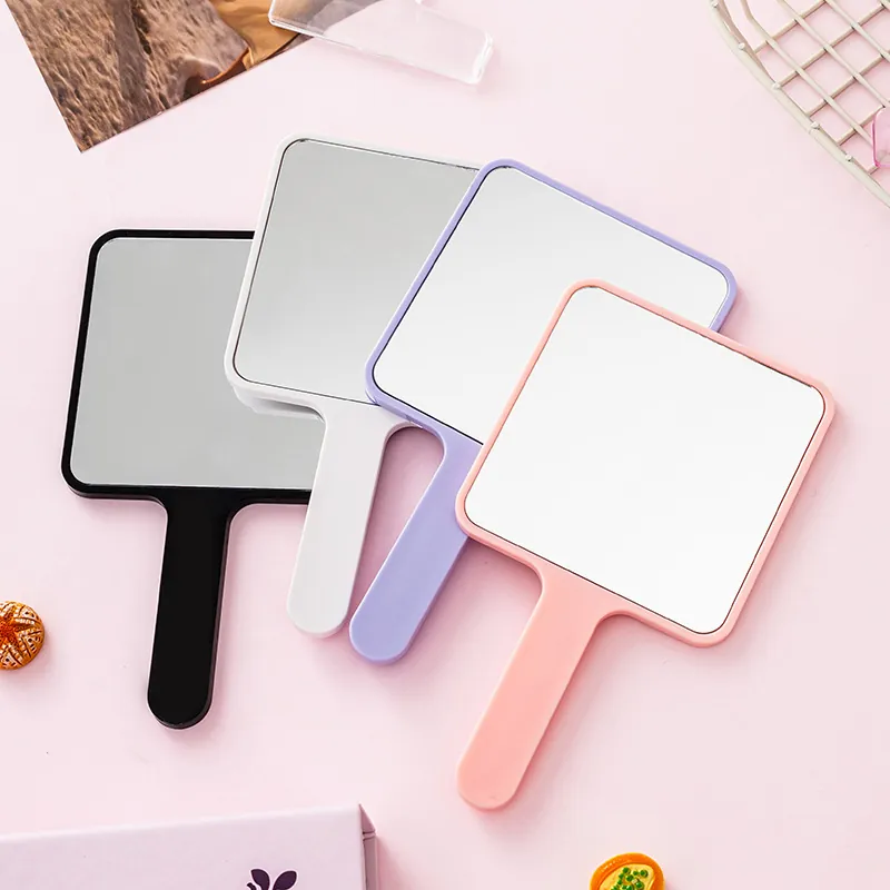 Specchio per Trucco Portatile Quadrato in ABS Specchio a Mano Singola Faccia ad Alta Definizione per Ragazze Donne Viaggio Quotidiano