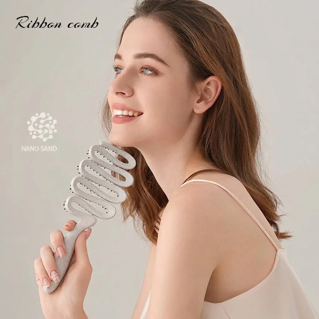 Original Spotted Boar Bristle Detangling Hair Comb Sandblasted Ribbon S-Shape Scalp Massage Brush Professional Hair Styling Tool For Women